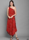 Red Colour Awesome New Launching Designer Real Foil Western Party Wear Cotton Full stitched one shoulder Neck One Pice Collection 104